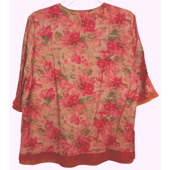 Elbow Length Fall Blouse w Lace Edges XL - Picture 5 of 5